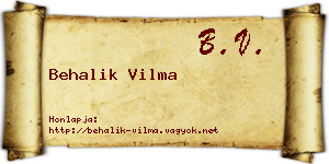 Behalik Vilma névjegykártya
